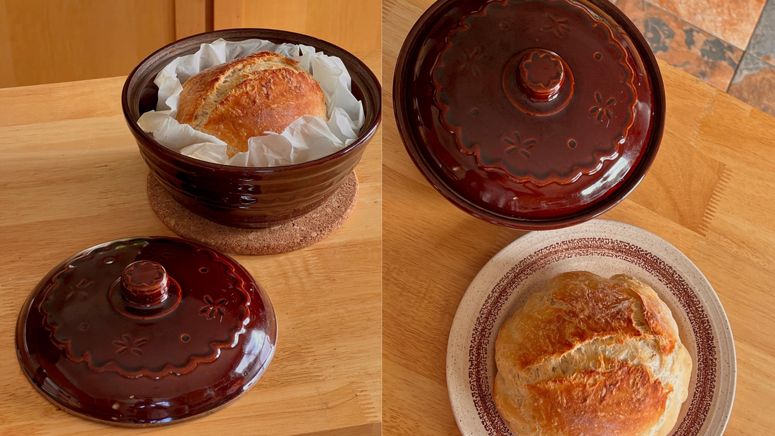 Baking Bread in a 1950s Stoneware Dutch Oven