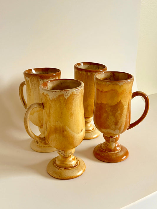 4pc Corretto Pottery Irish Coffee Mugs