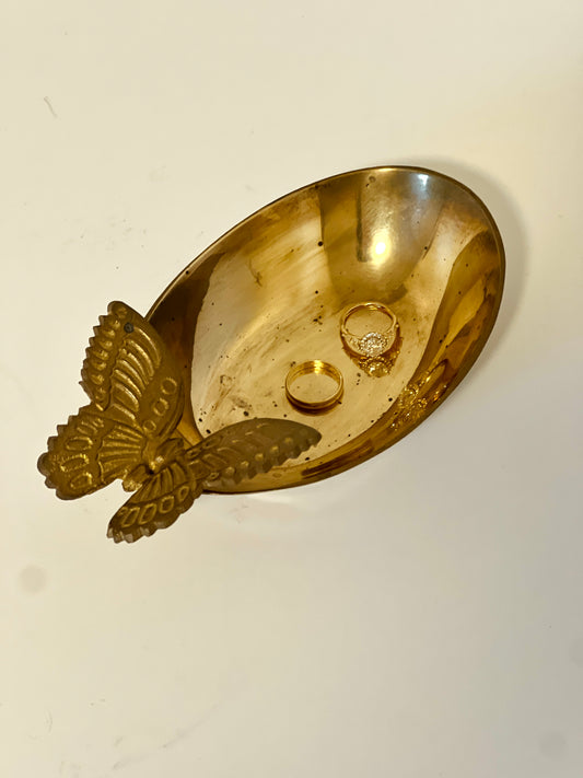 Fritilla Brass Butterfly Trinket Bowl 010