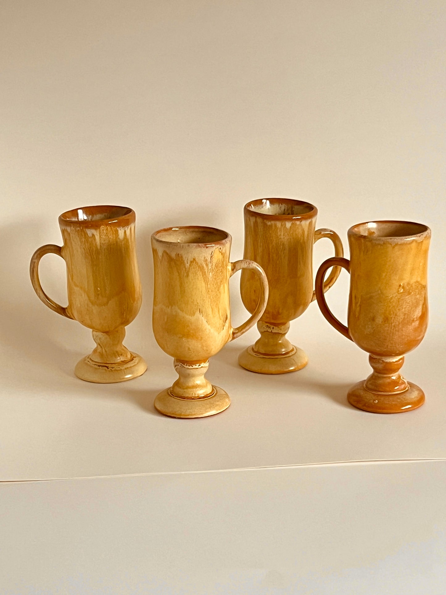 4pc Corretto Pottery Irish Coffee Mugs