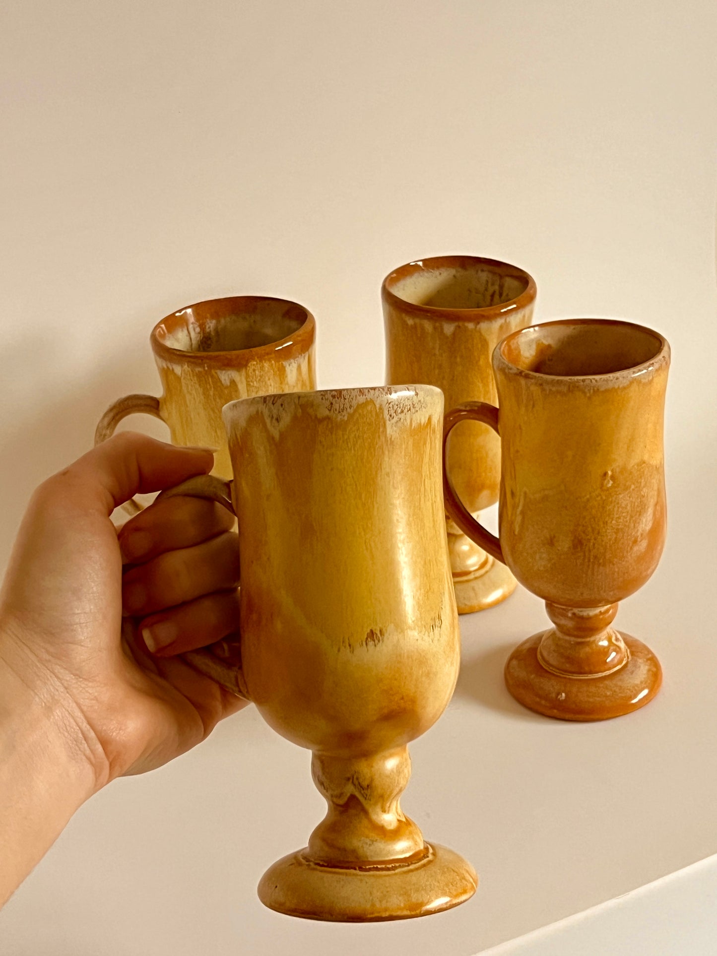 4pc Corretto Pottery Irish Coffee Mugs